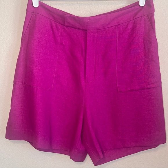 Banana Republic Linen Blend Tailored Shorts Pink High Waist Size 12 - Picture 2 of 9